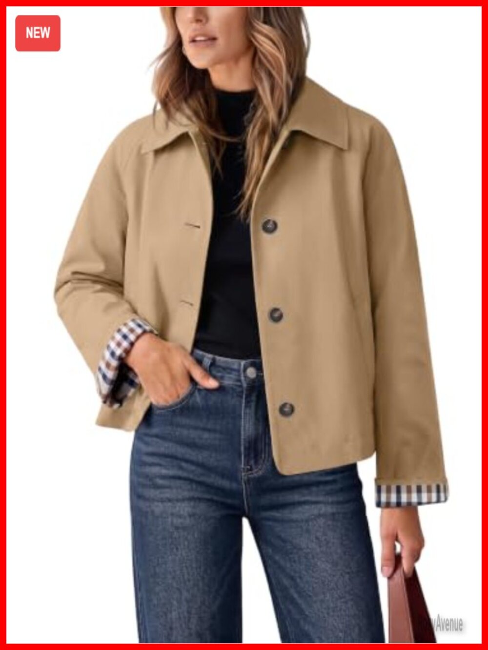 Oversized Cropped Trench Coat Lightweight Casual Jacket with Lapel Collar